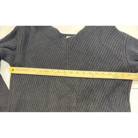 Aritzia Wilfred Sweater Dress Large Cable Knit 100% Merino Wool V Neck Black - Picture 6 of 13
